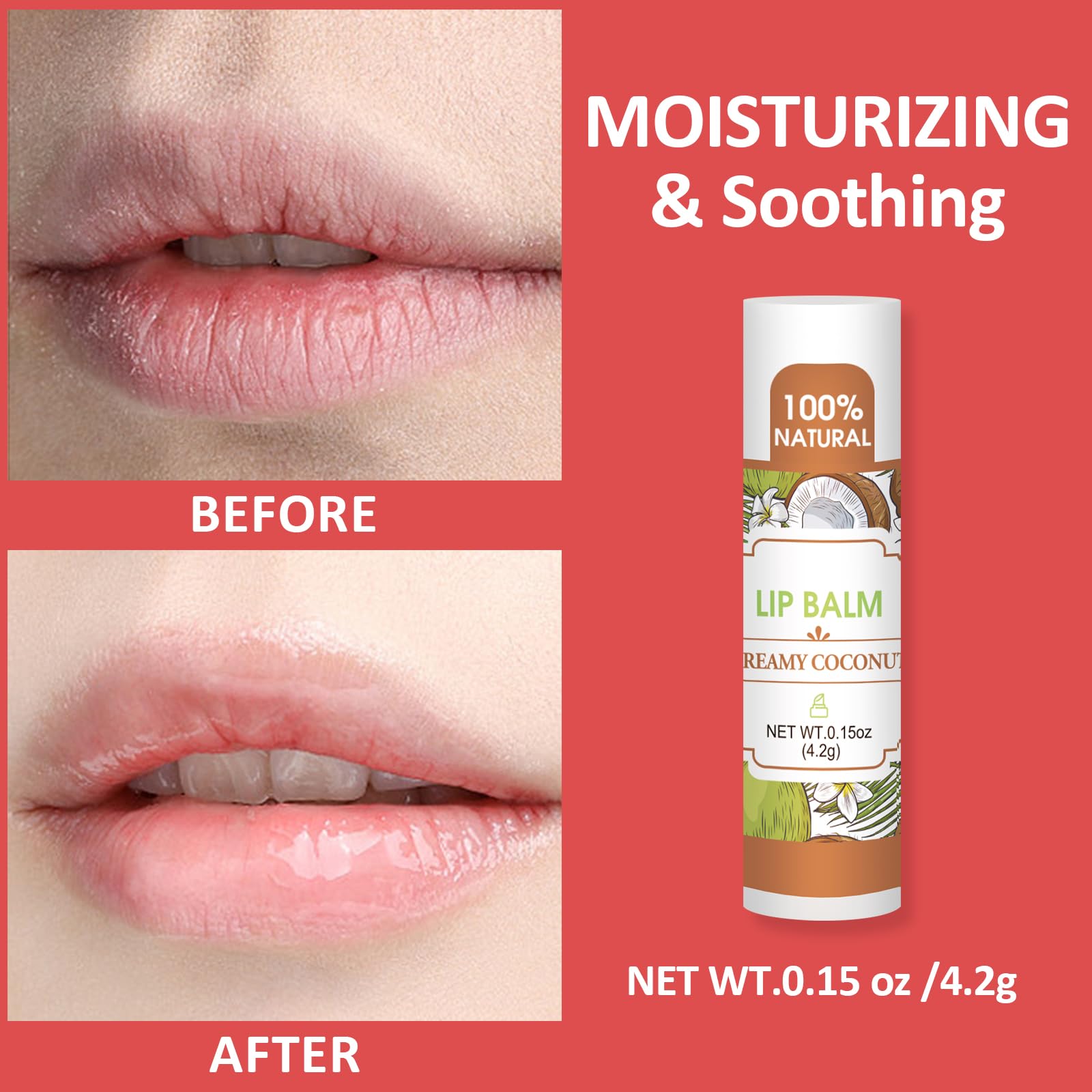 Bálsamos Labiales VISRIE con Vitamina E y Aceite de Coco para Labios Secos