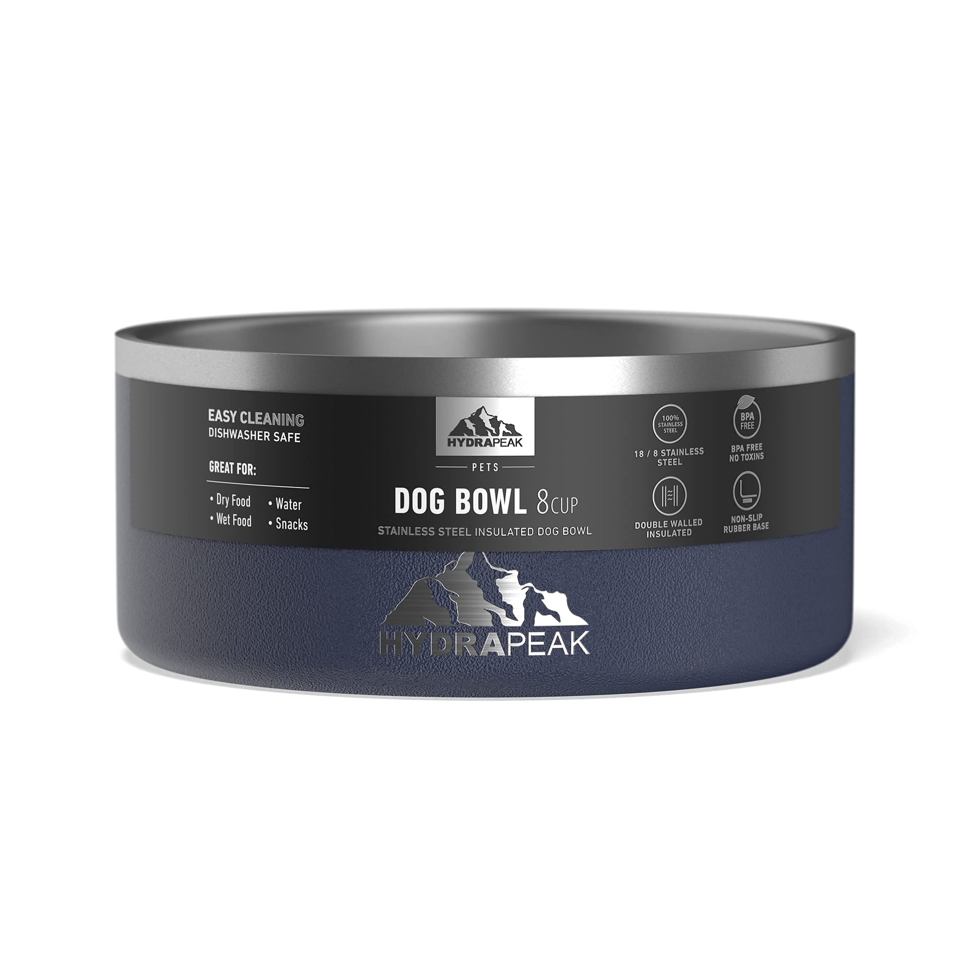 Cuenco para Perro Hydrapeak Azul Marino Antideslizante de Acero Inoxidable