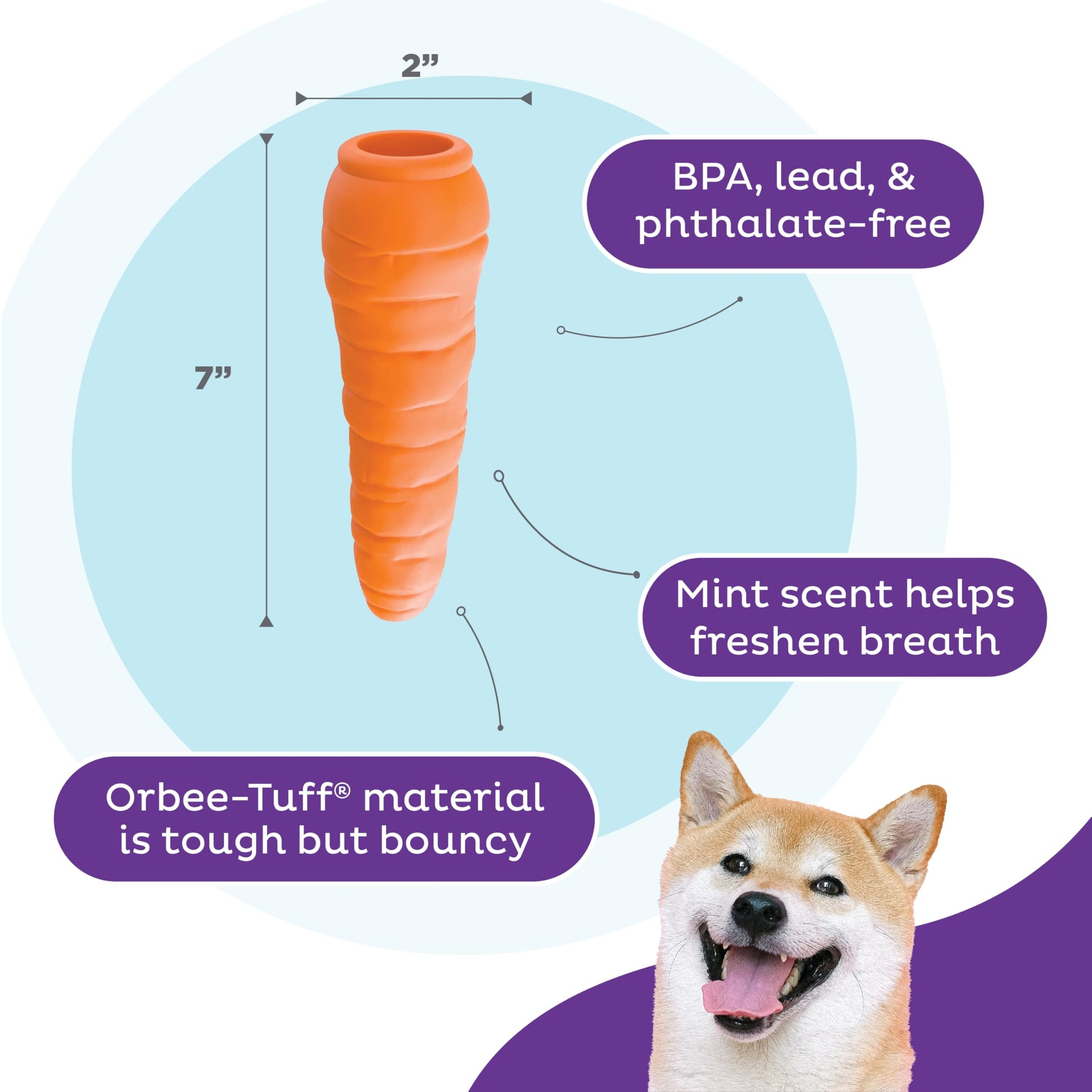 Juguete para Perros Planet Dog Orbee Tuff Naranja Duradero 7 Pulgadas Fabricado en EE. UU.