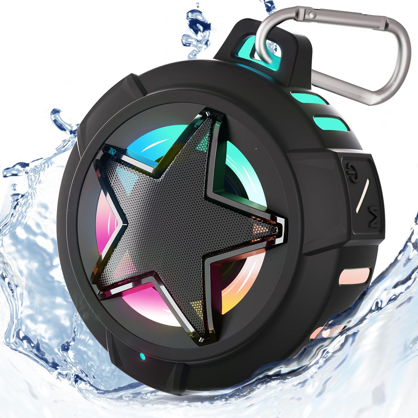 EBODA - Altavoz de ducha Bluetooth IP67 impermeable portátil, flotante, tarjeta TF, pequeño altavoz al aire última intervensión con luz LED para bicicleta, playa, tabla de remo, kayak, regalos para