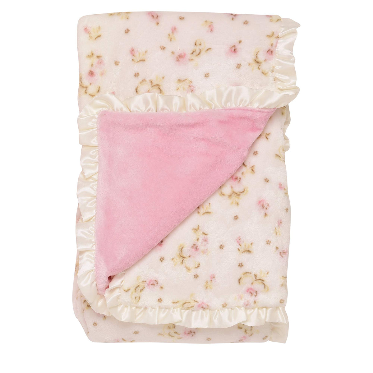 Vintage Rose Baby Blanket with Satin