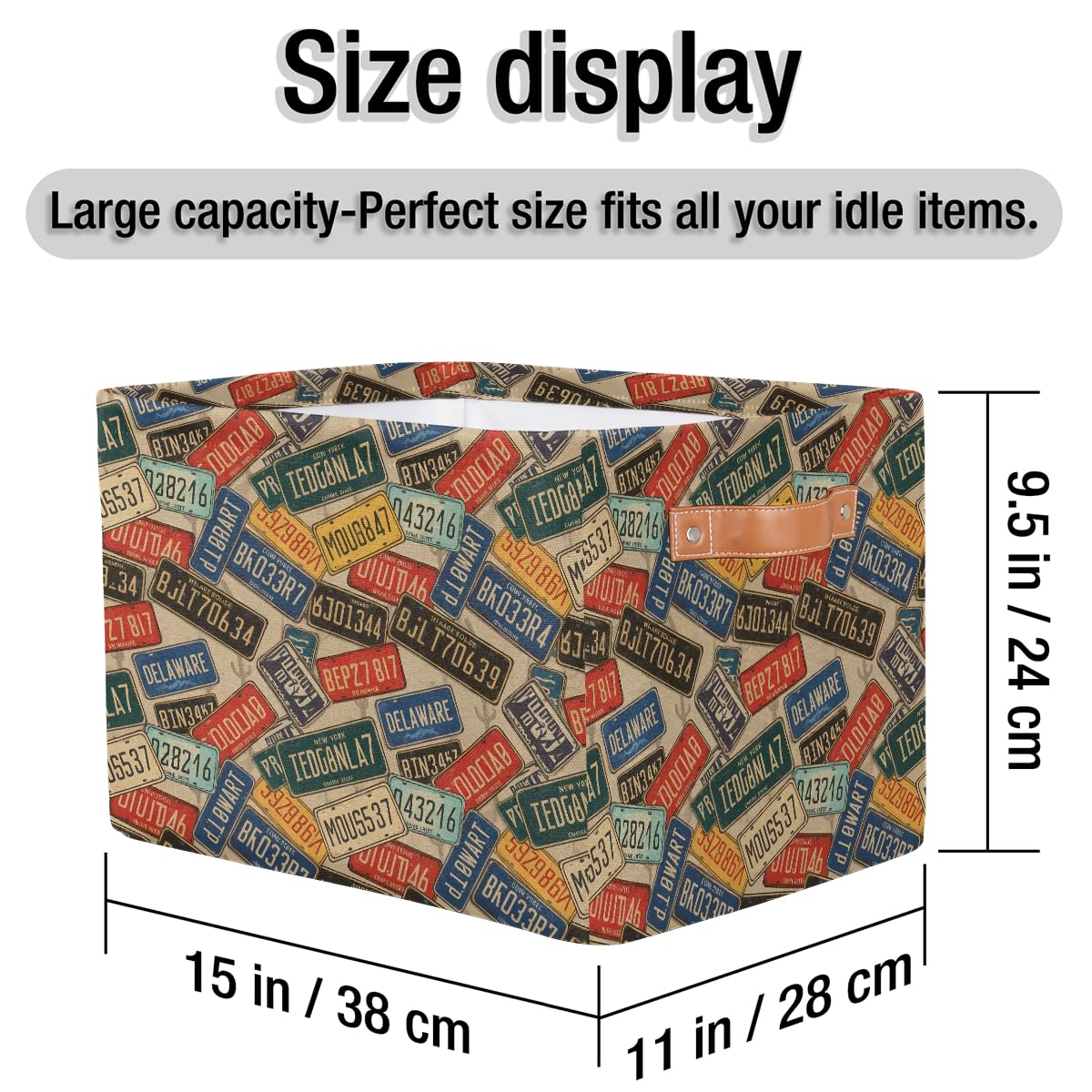 AUUXVA Seulife - Cesta de almacenamiento plegable para matrícula de coche, tamaño grande, plegable, organizador de almacenamiento de juguetes, cajas de almacenamiento con asas, para cuarto de baño, guardería, armario, 1 paquete
