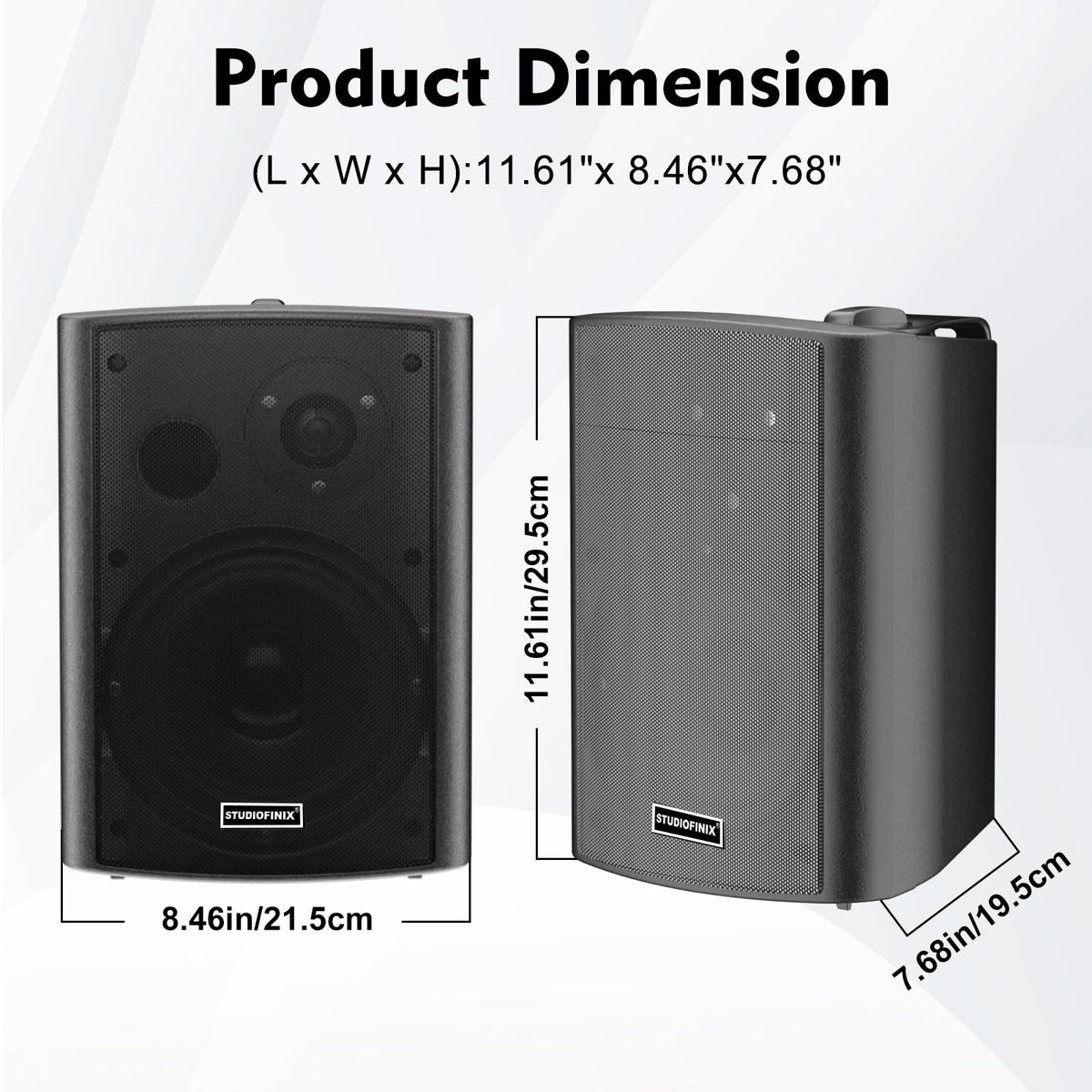 Altavoces de Pared Studiofinix Blancos Bluetooth 5.1 Impermeables para Interior y Exterior