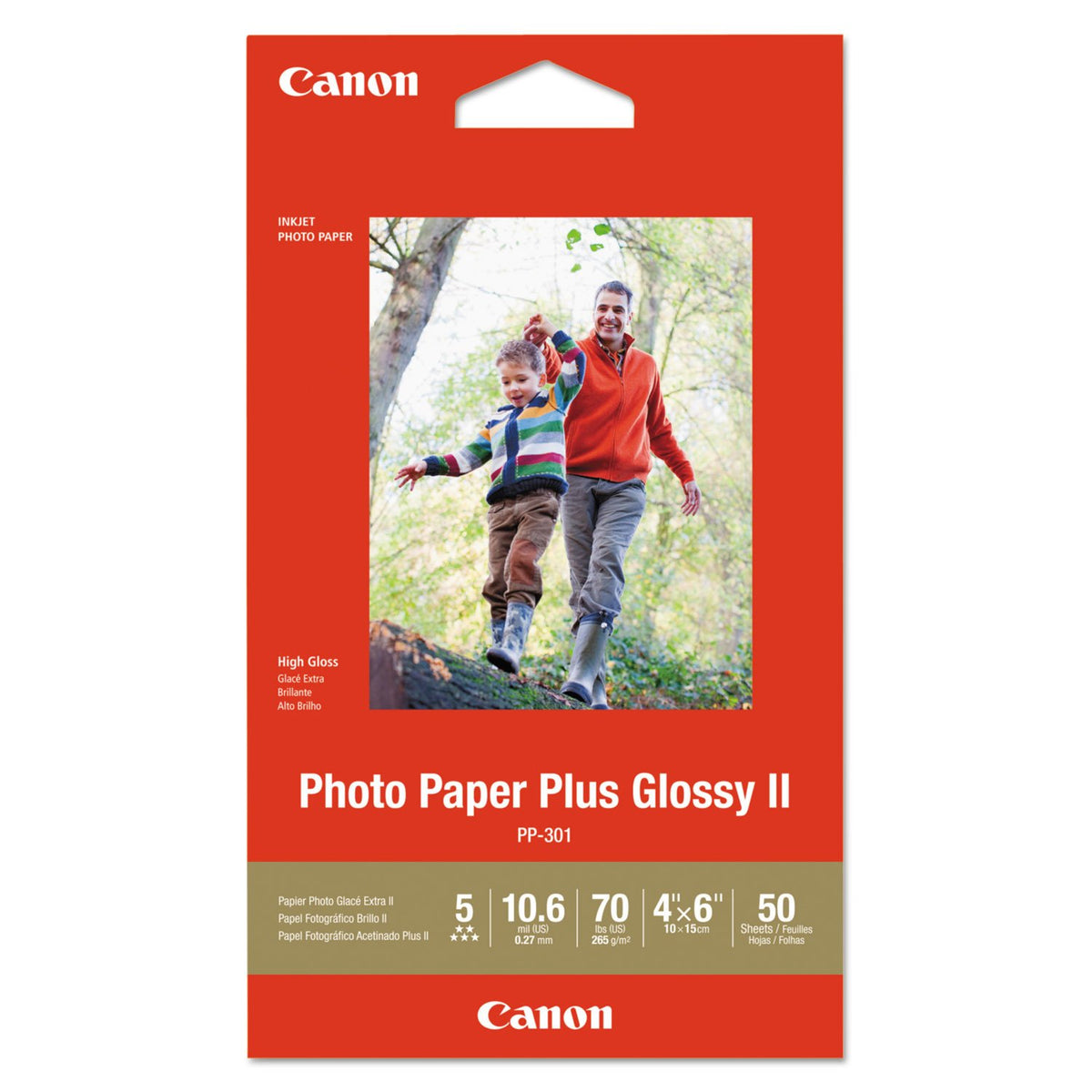 Papel Fotográfico Brillante Canon Blanco Plus II 4"x6" 50 Hojas