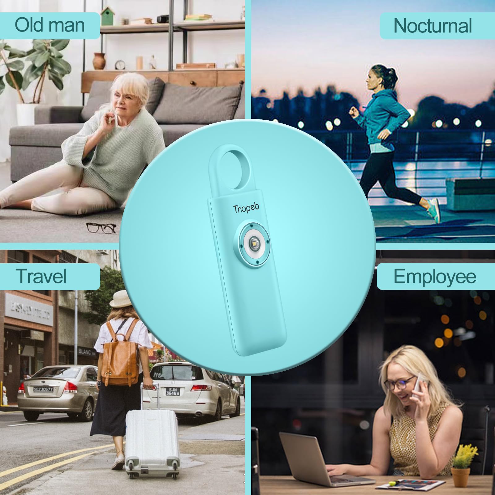 La alarma de seguridad personal original para mujeres por mujeres, sonido de sirena fuerte, luz LED estroboscópica SOS, sé seguro con alarma personal, llavero de autodefensa para universidades