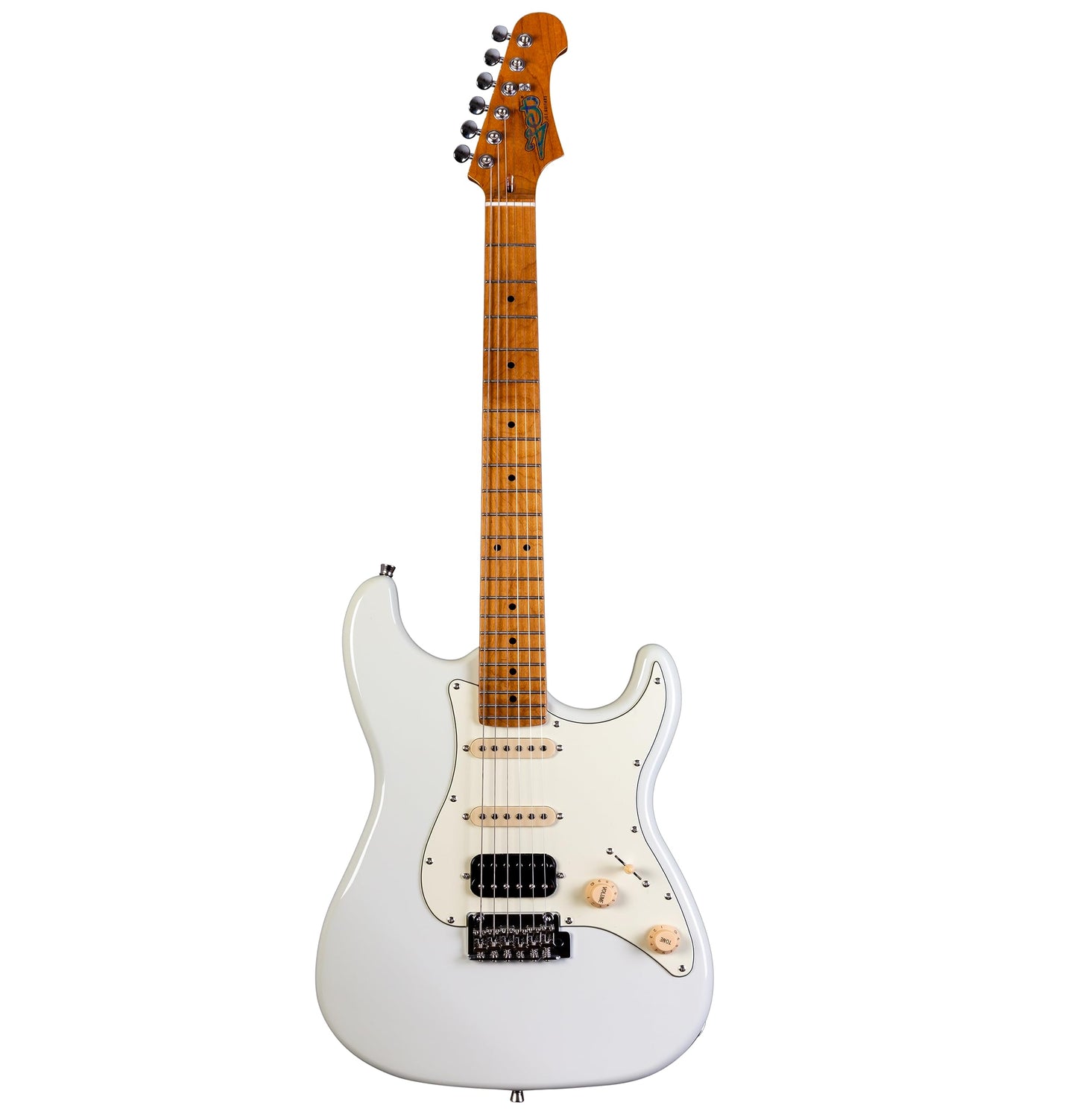 Jet Guitars JS400 OW Strat Guitarra, Pastillas HSS Alnico, cuerpo de tilo sólido, 22 trastes cuello de arce tostado, trémolo de 2 puntos