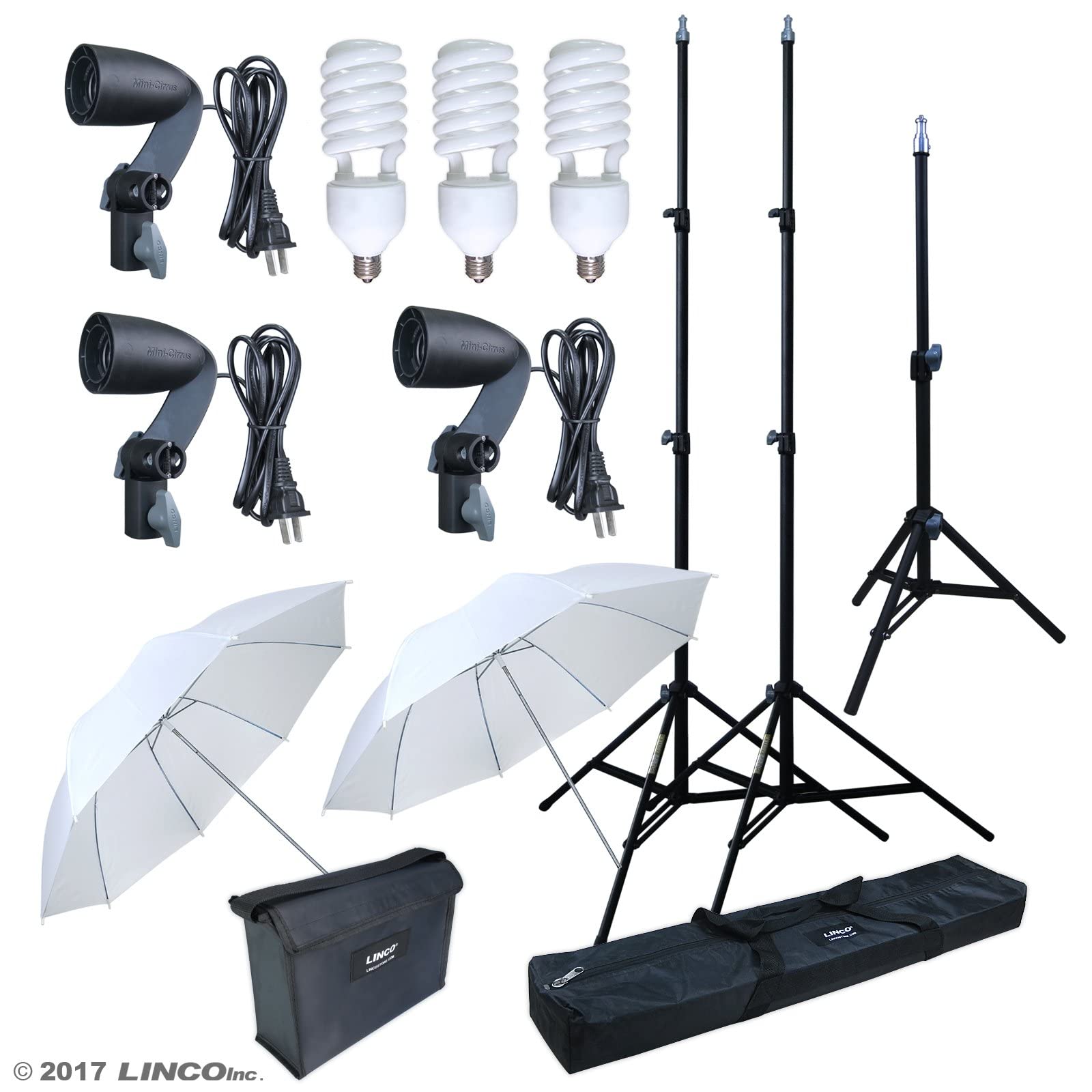 LINCO Lincostore 600W Photography Photo Video Portrait Studio Day Light Umbrella Continuous Lighting Kit AM153