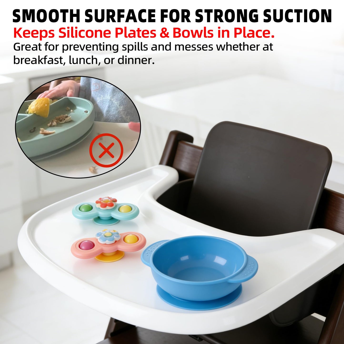 LuQiBabe Bandeja para Silla Alta de Bebé Compatible con Silla Stokke Tripp Trapp (V2 y posteriores) con Superficie Lisa y Fuerte Poder de Succión Hecha de Plástico Seguro para Alimentos (Libre de BPA