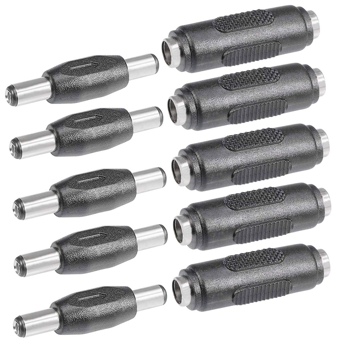 Lime2018 10 conectores DC hembra a hembra y macho a macho de 5,5 mm x 2,1 mm, 12 V 5 A, adaptador de enchufe de alimentación CC para vigilancia de seguridad en el hogar