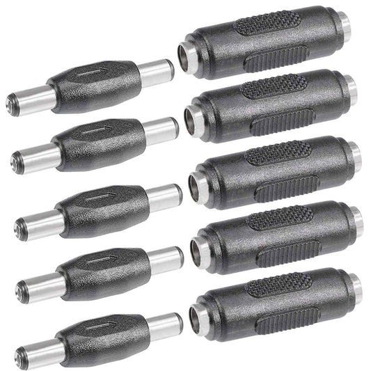 Lime2018 10 conectores DC hembra a hembra y macho a macho de 5,5 mm x 2,1 mm, 12 V 5 A, adaptador de enchufe de alimentación CC para vigilancia de seguridad en el hogar