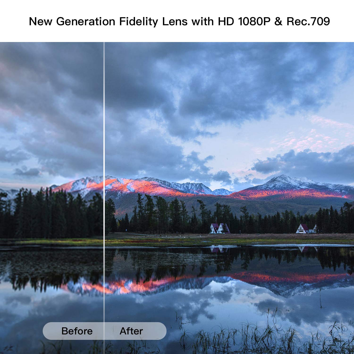Hertekdo Projector, Full HD 1080p projector Multimedia films projector at Home, HDMI, VGA, USB, AV projectors