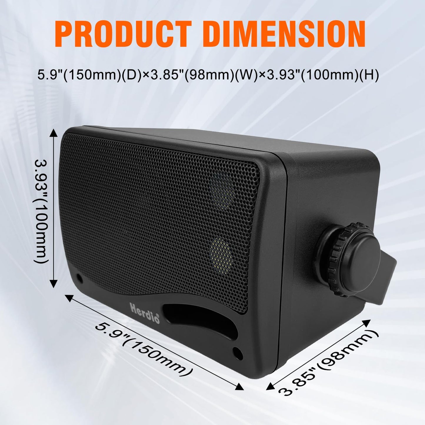 Herdio - Sistema de altavoces de pared con cable impermeable de 3.5 pulgadas para exteriores con 400 vatios de graves potentes para patio, jardín, porche, interior, terraza, durabilidad para todo