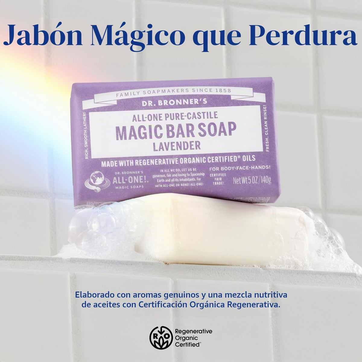 Dr. Bronner's | Jabón de castilla orgánico en barra, fórmula concentrada, relajación aromática y equilibrio natural, con aceite esencial de Lavanda, aroma Lavanda (2 pack)