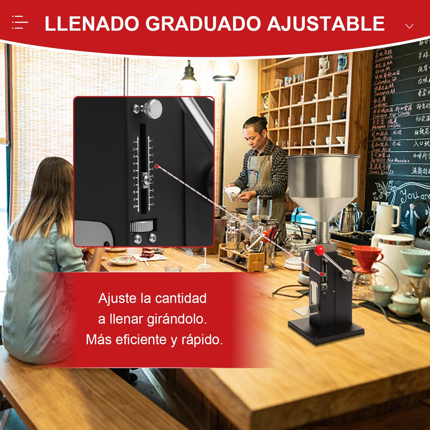 Máquina de Llenado de Líquidos Zerdie Ajustable Manual 5 a 50 ml