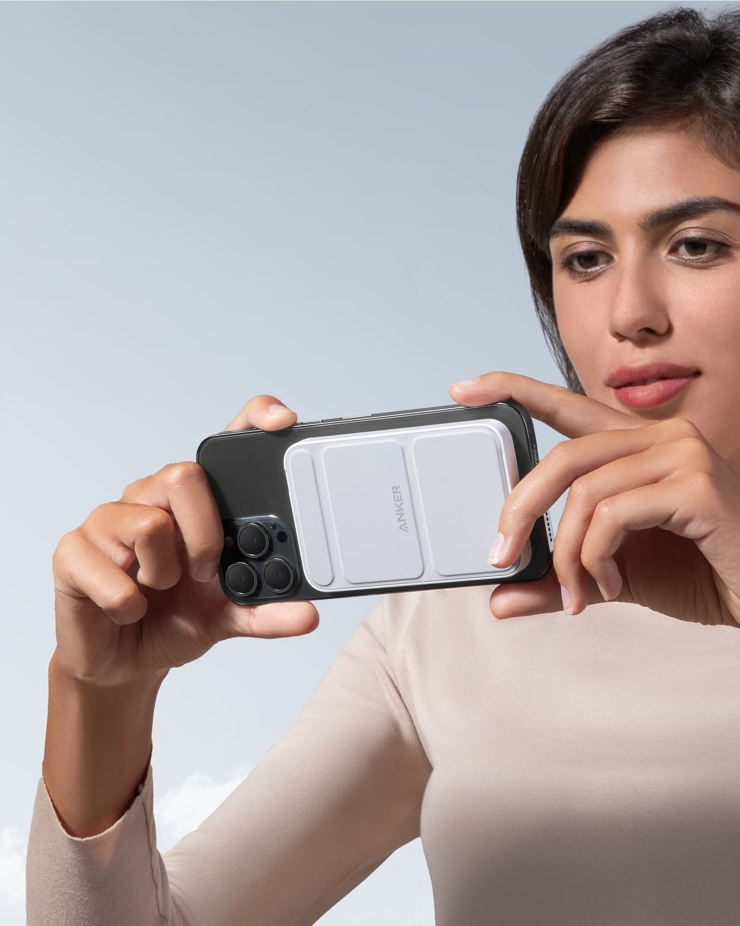 Batería Magnética Anker Blanco Dolomita Plegable 5000 mAh para iPhone 15 y 14 Series