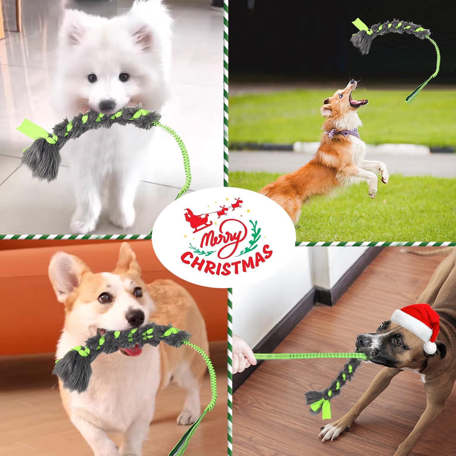 Juguetes de Cuerda Wodoca Rojo para Perros Grandes, Juguetes Masticables para Entrenamiento de Navidad