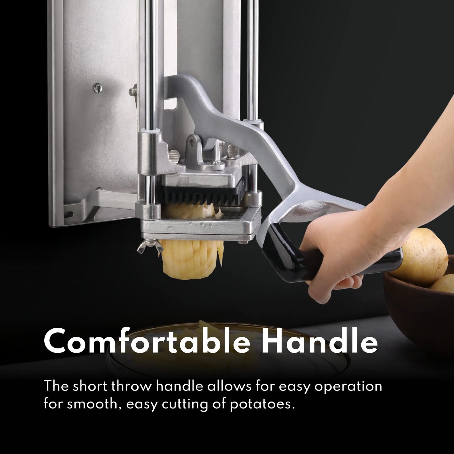 Cortador de Papas Fritas New Star Foodservice Extra Resistente 3/8 Pulgadas con Soporte de Pared