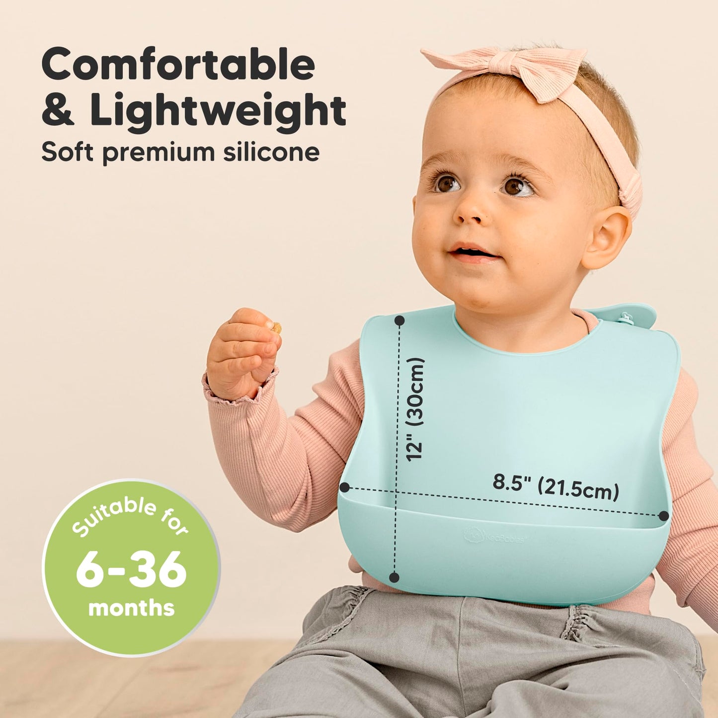 KeaBabies - Paquete de 2 baberos de silicona para bebés, baberos de silicona para comer, baberos de silicona pura de grado alimenticio, baberos para niños pequeños, baberos impermeables, baberos de