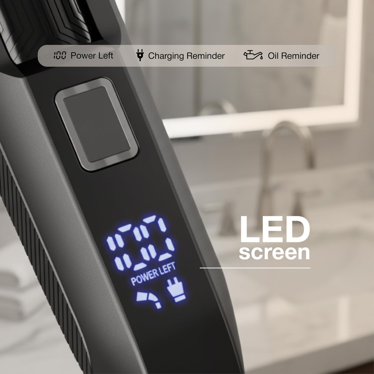 Oty - Cortadora de barba para hombre ajustable, cortapelos inalámbricas impermeables con esfera de 20 longitudes, cuchillas de acero inoxidable, pantalla LED y cerradura de viaje, kit de aseo