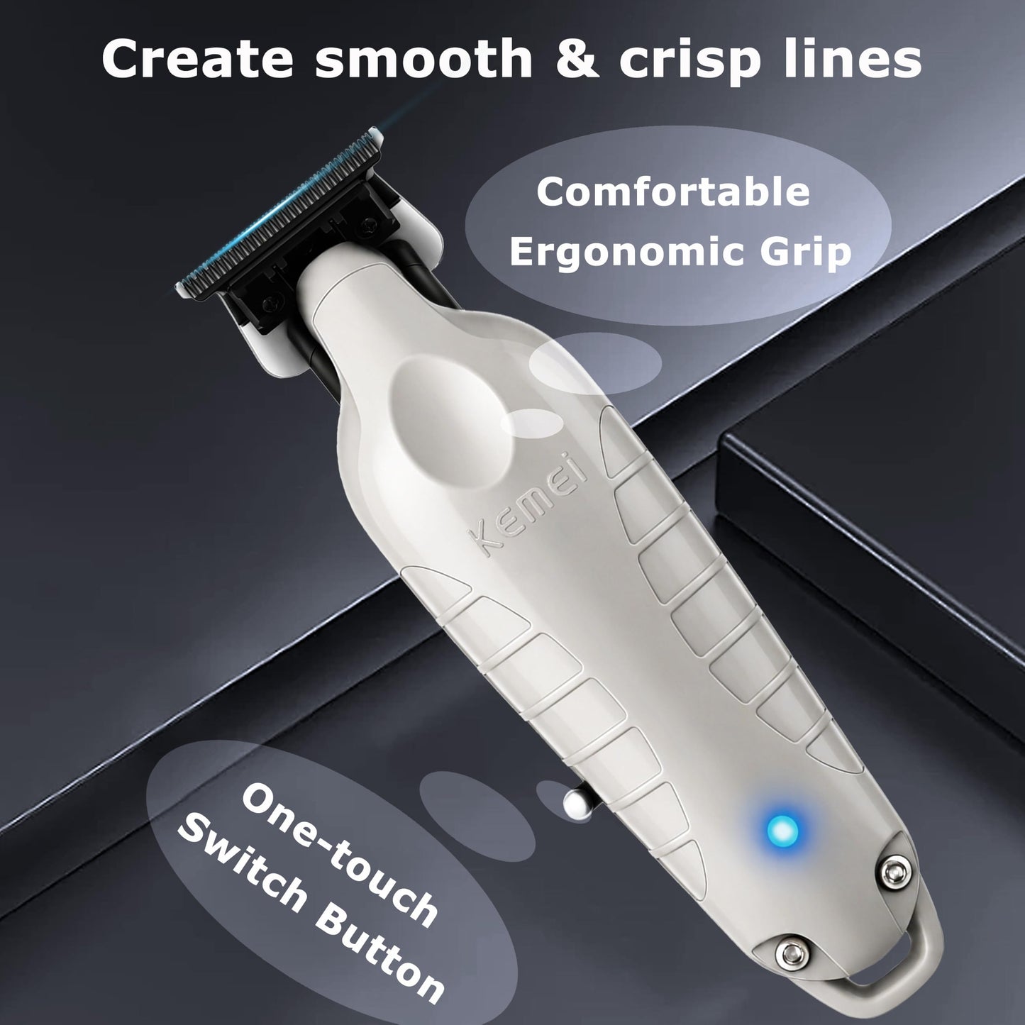 KEMEI PG2299 Cortadora de barba y pelo para hombres profesional, cortadora de pelo sin huecos para hombres, recortadora inalámbrica para peluqueros, gris