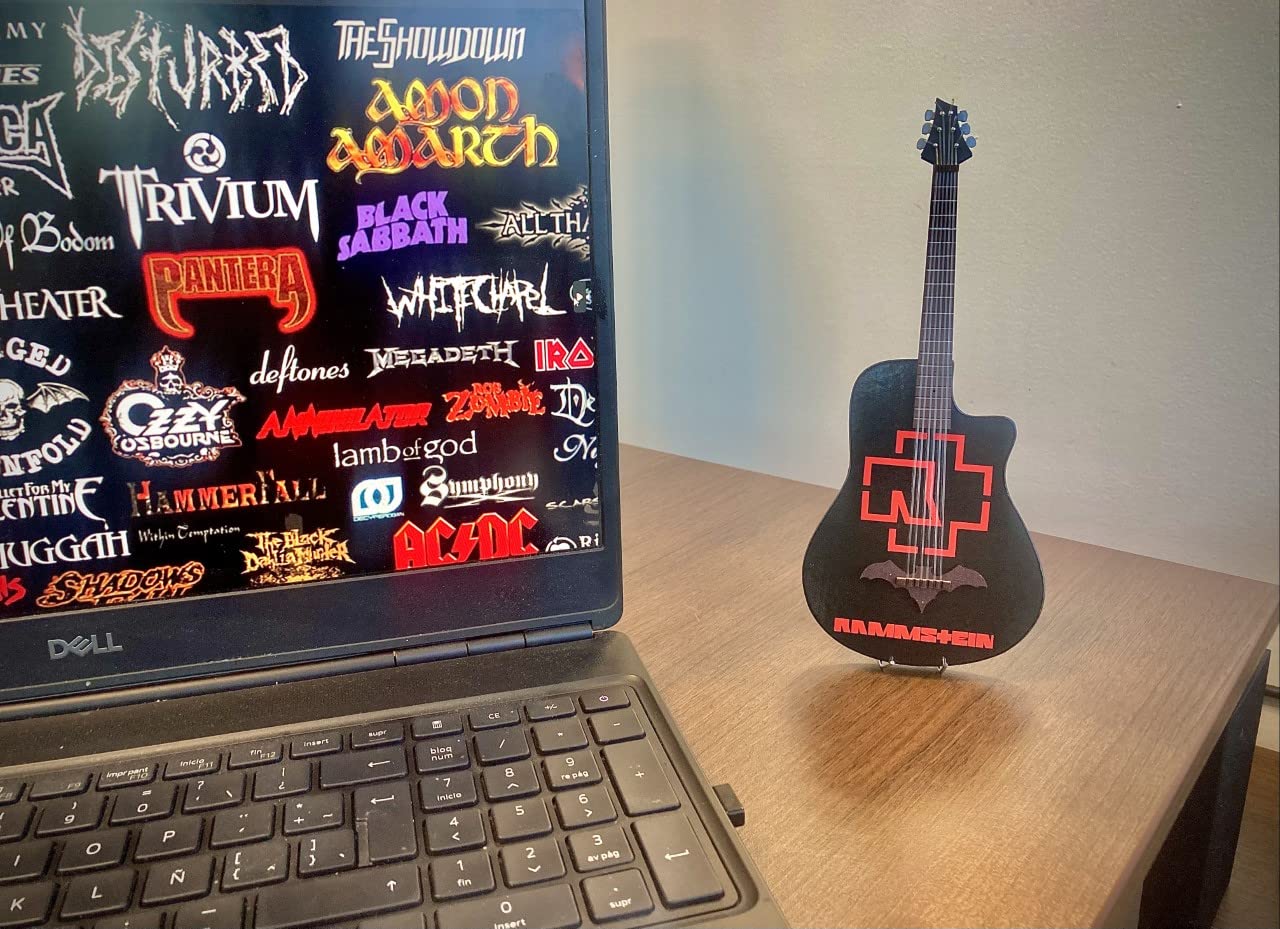 Guitarra Miniatura Hecho a Mano Coleccionable Mini Guitarra Artesanía Mexicana para Regalos (Metalica)