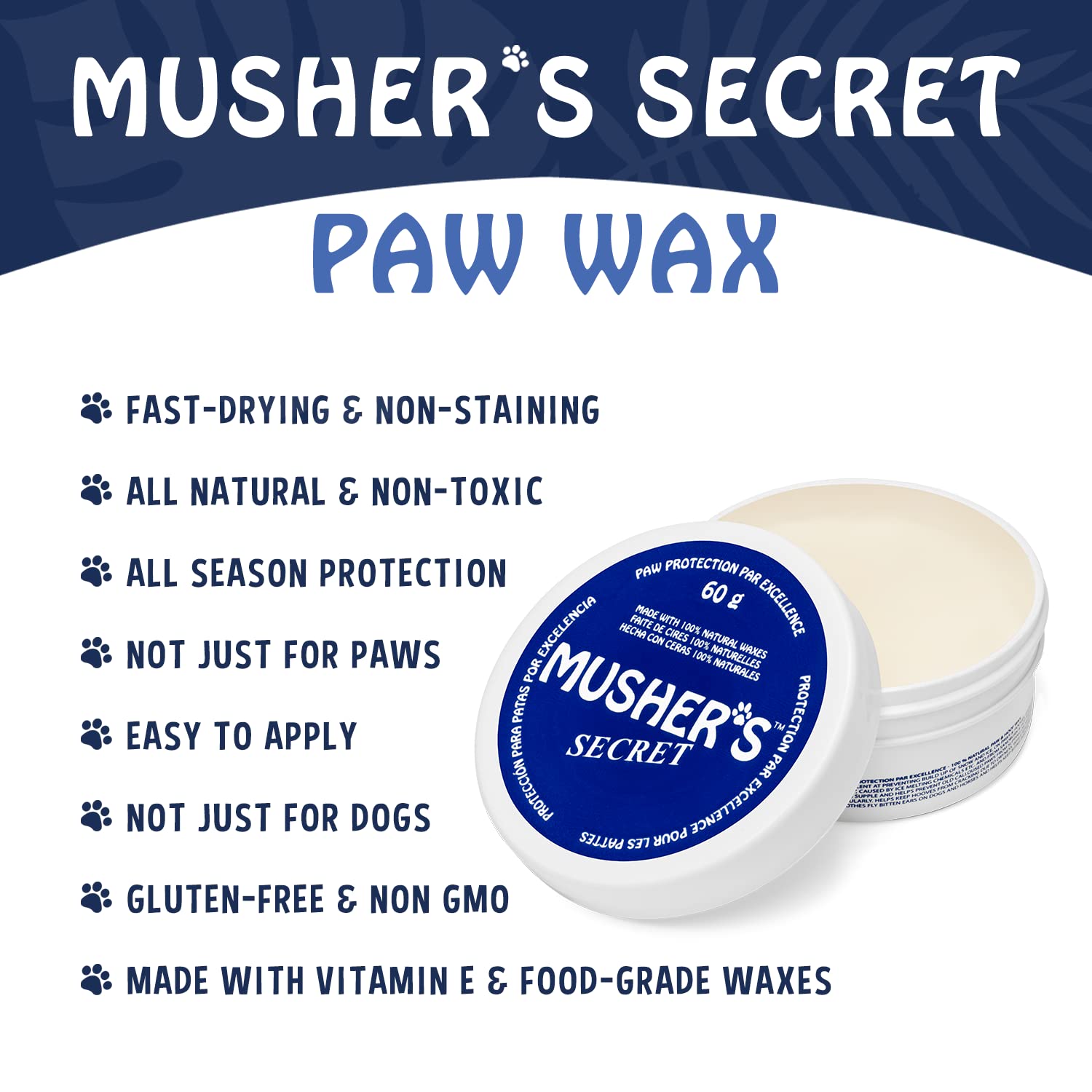 Musher's Secret Pet Paw Protection Wax, 60-Gram