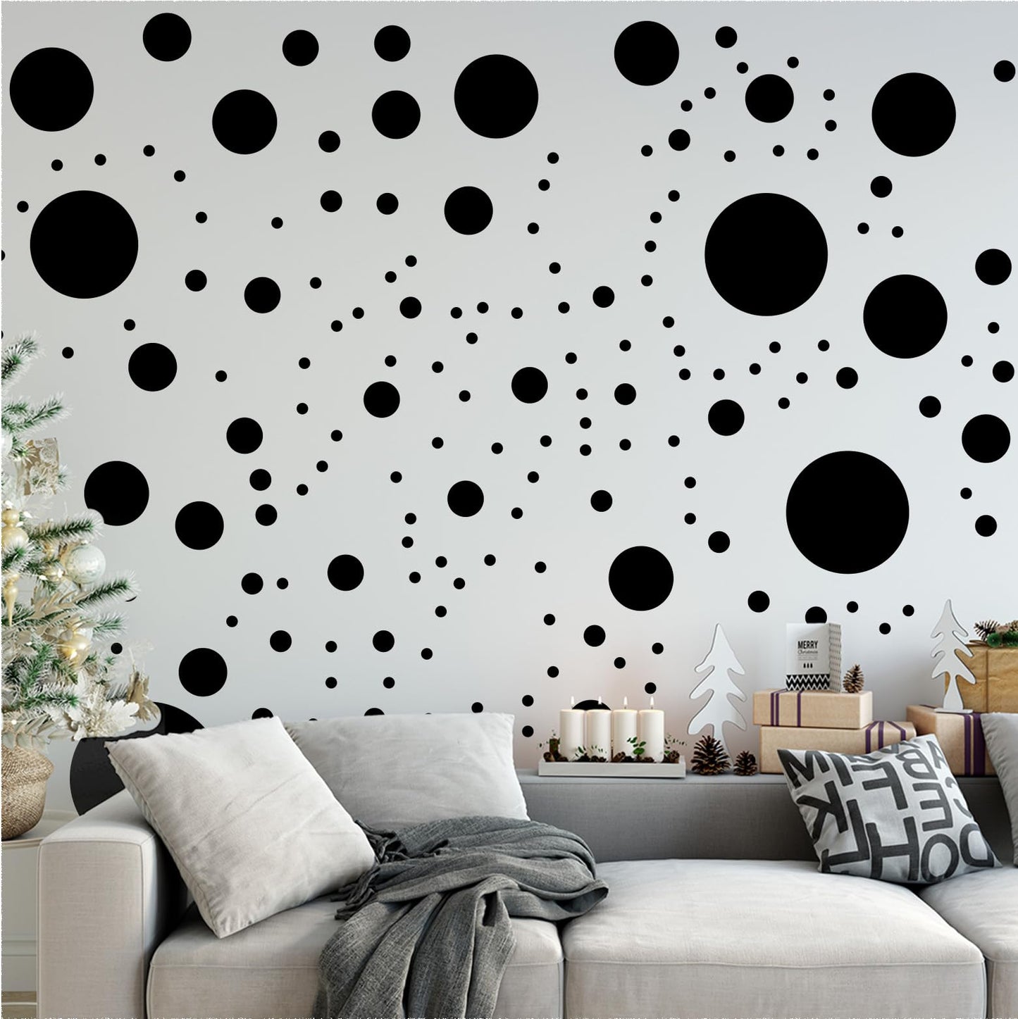 StickerDeen 500+ Calcomanías surtidas de lunares circulares para pared para dormitorio de niños, sala de estar, aula, cuarto de juegos. Calcomanías de vinilo removibles para pared con lunares (Negro)