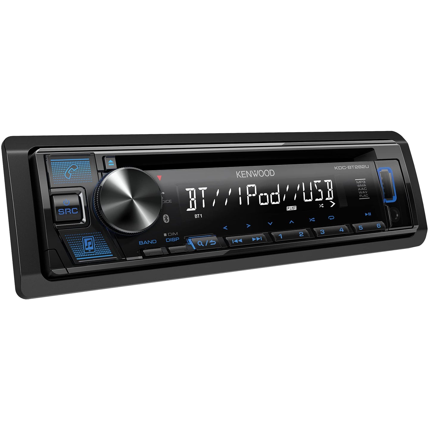 KENWOOD KDC-BT282U - Estéreo de coche - Din, Bluetooth, USB, FLAC, Auxiliar, AM/FM, LCD 13 dígitos, Iluminación azul