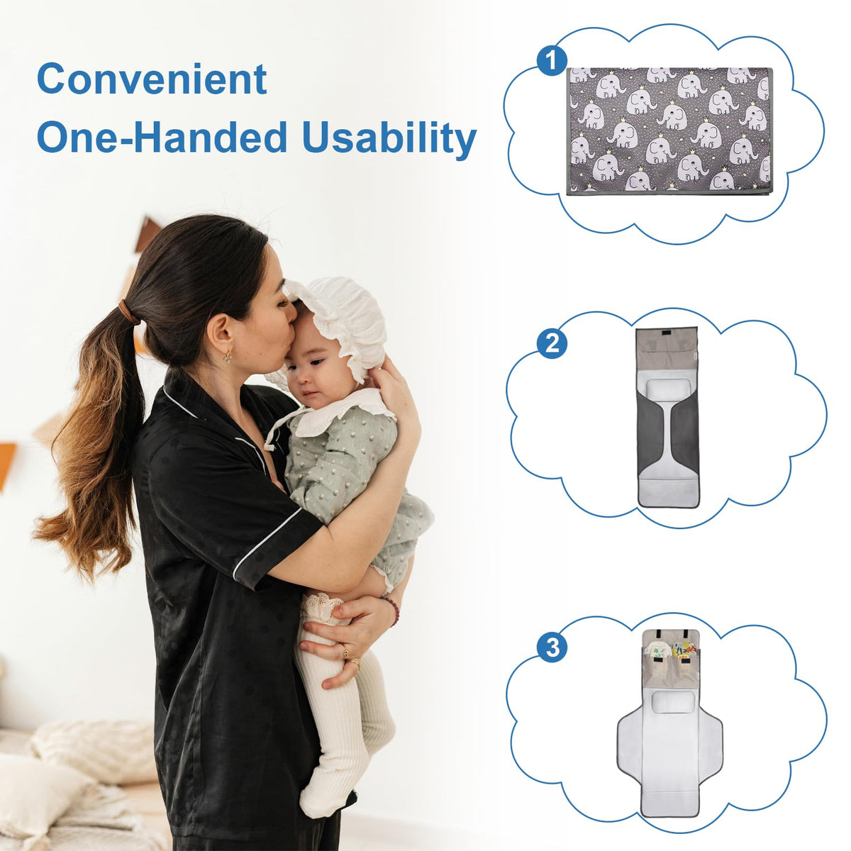 Cambiador de pañales extragrande y ligero de 31 x 24 pulgadas, con bolsillos de almacenamiento, impermeable, plegable, cambiador de bebé, portátil, cambiador de viaje para bebé, coche, bolsa de