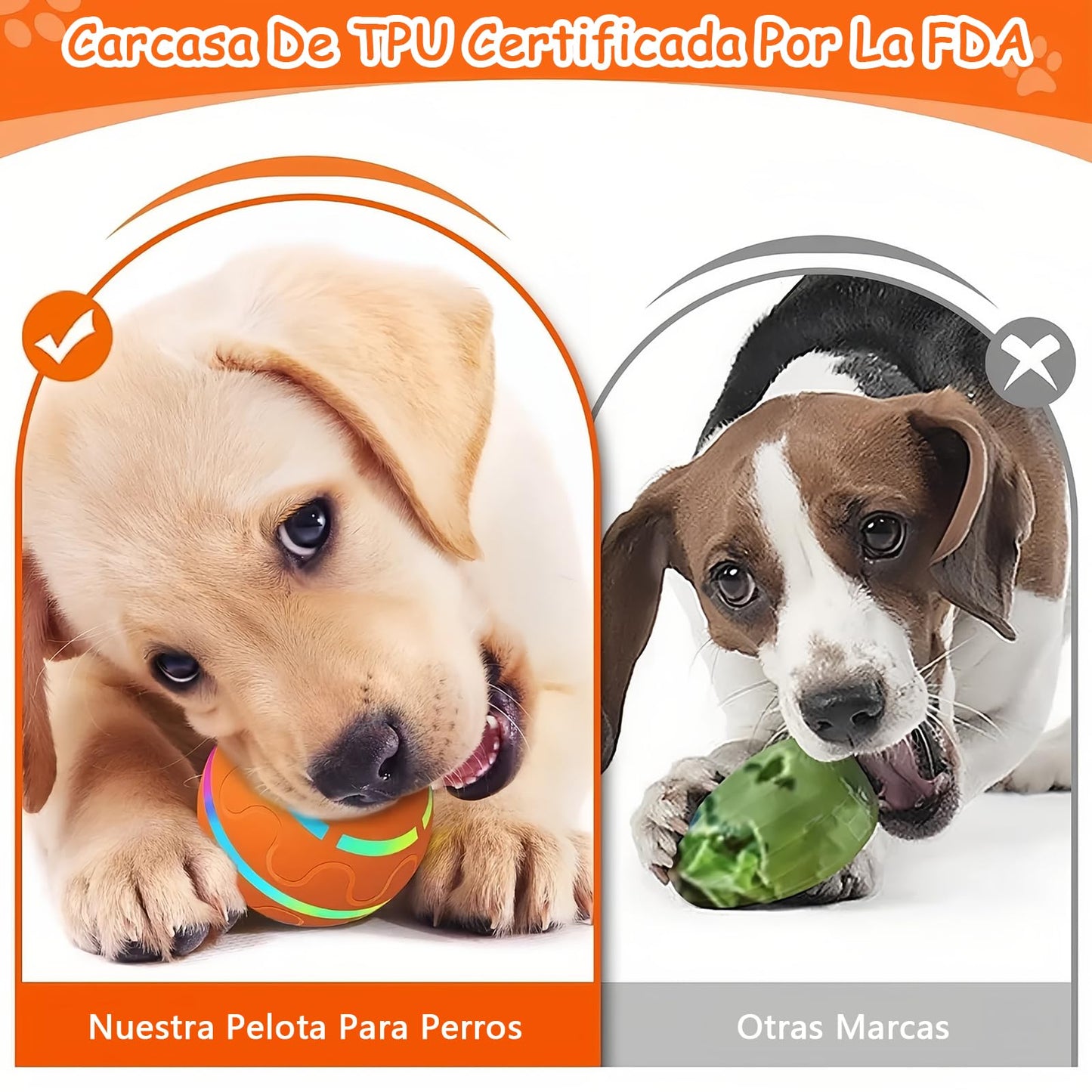 Pelota Interactiva para Perros y Gatos con Luz LED, Recargable por USB, Resistente a Mordeduras e Impermeable