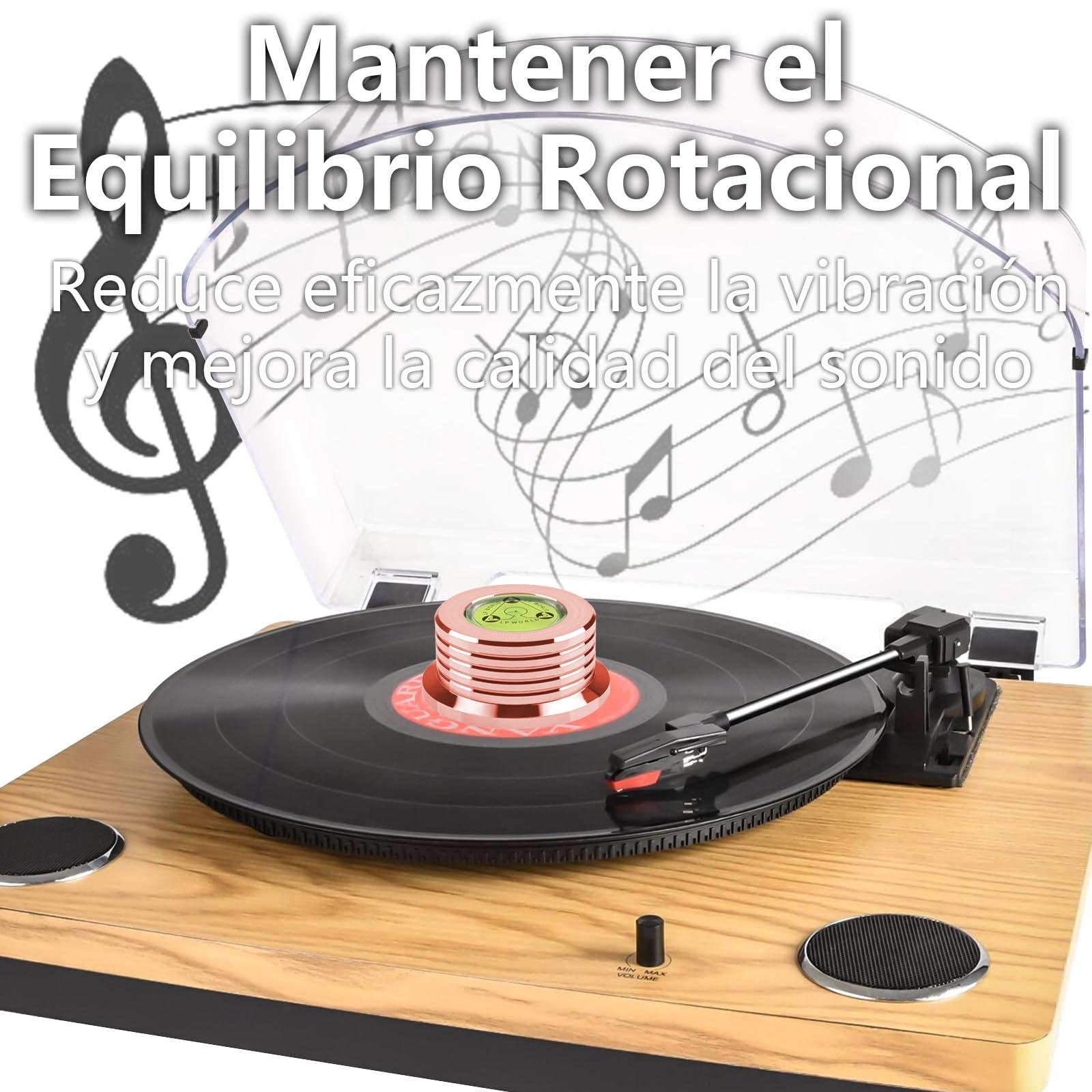 Estabilizador de Discos de Vinilo UTHBVSVK 50Hz Aluminio con Nivelación de Burbujas y Medición de Velocidad