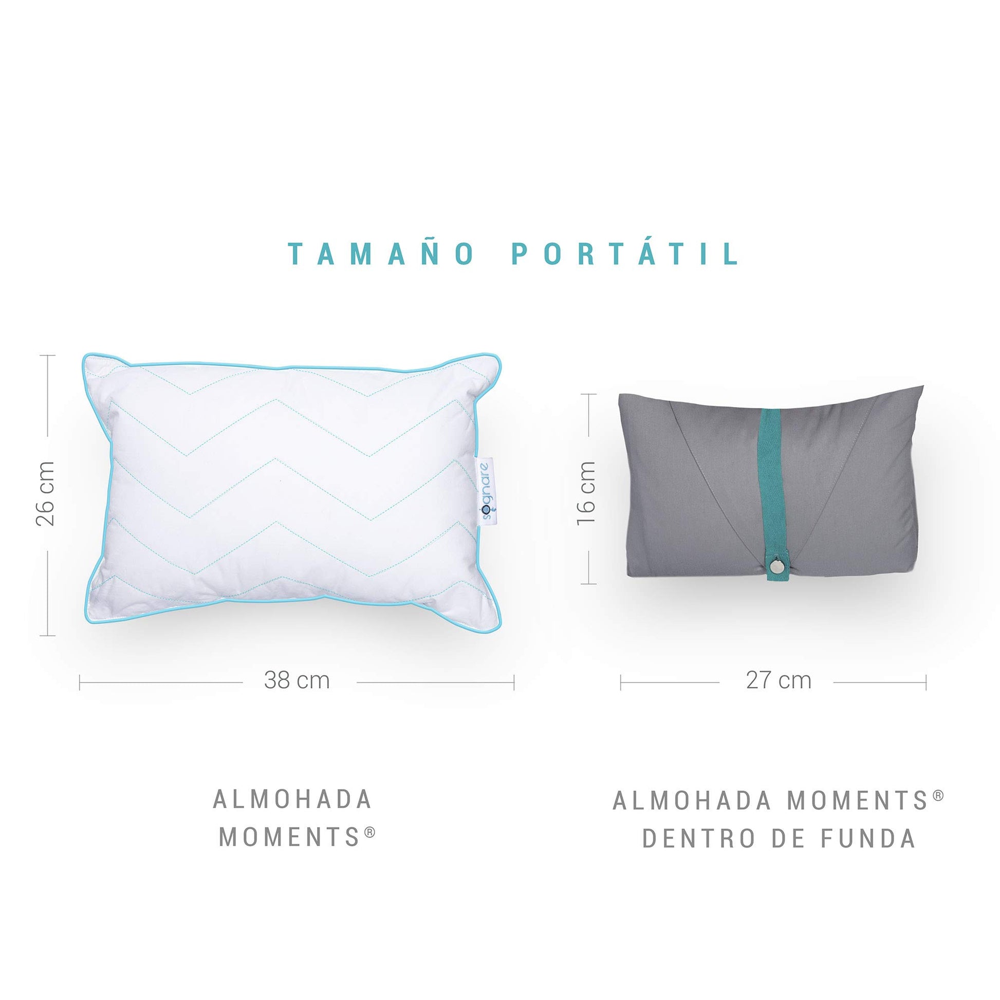 Almohada Portátil Sognare Moments Blanca Termorregulable y Hipoalergénica para Viajes y Bebés