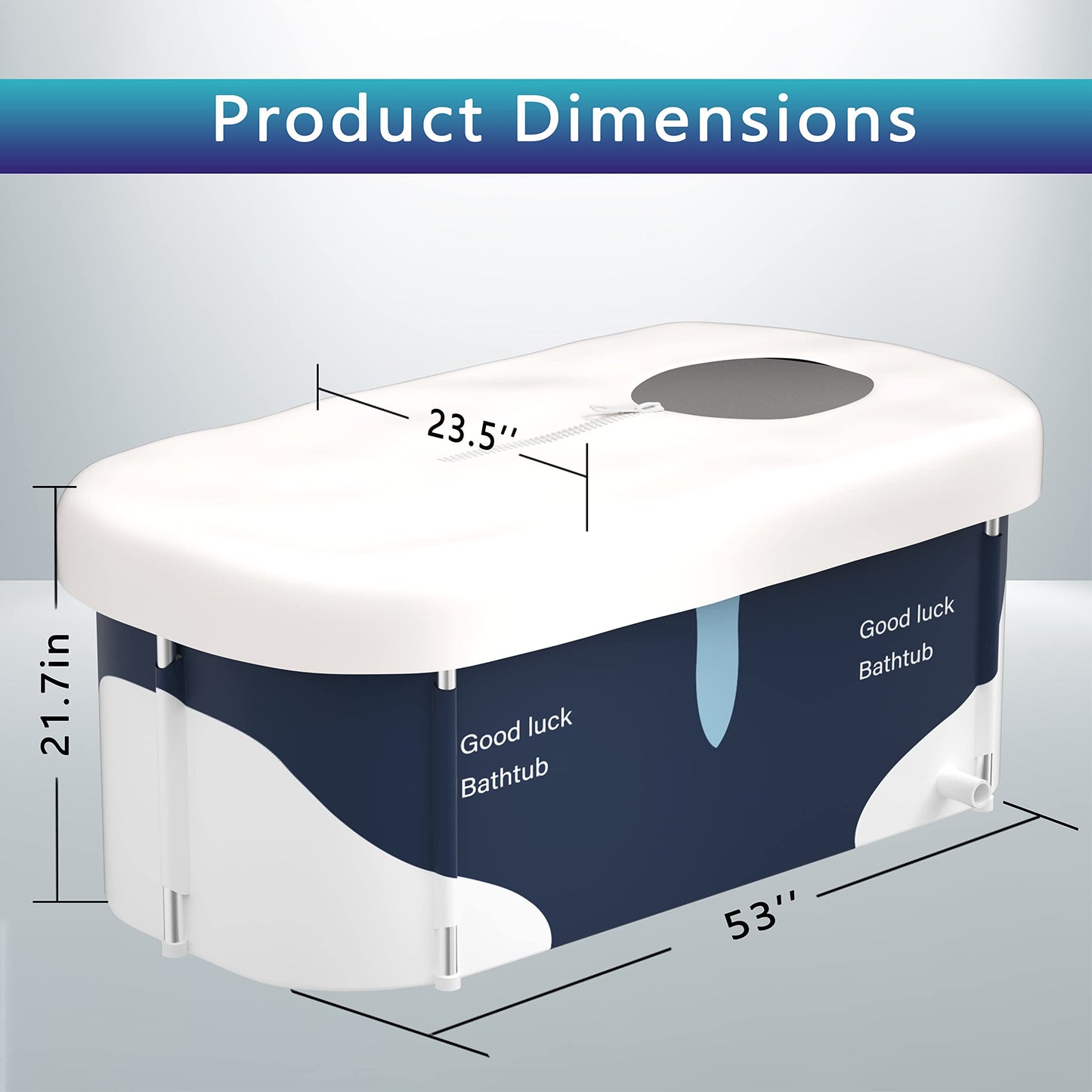 Tina Plegable Portátil Extragrande 53 Pulgadas con Marco de Metal para Adultos, Cubierta para Baño Pequeño, Multi-Capa con Tapa, Leche