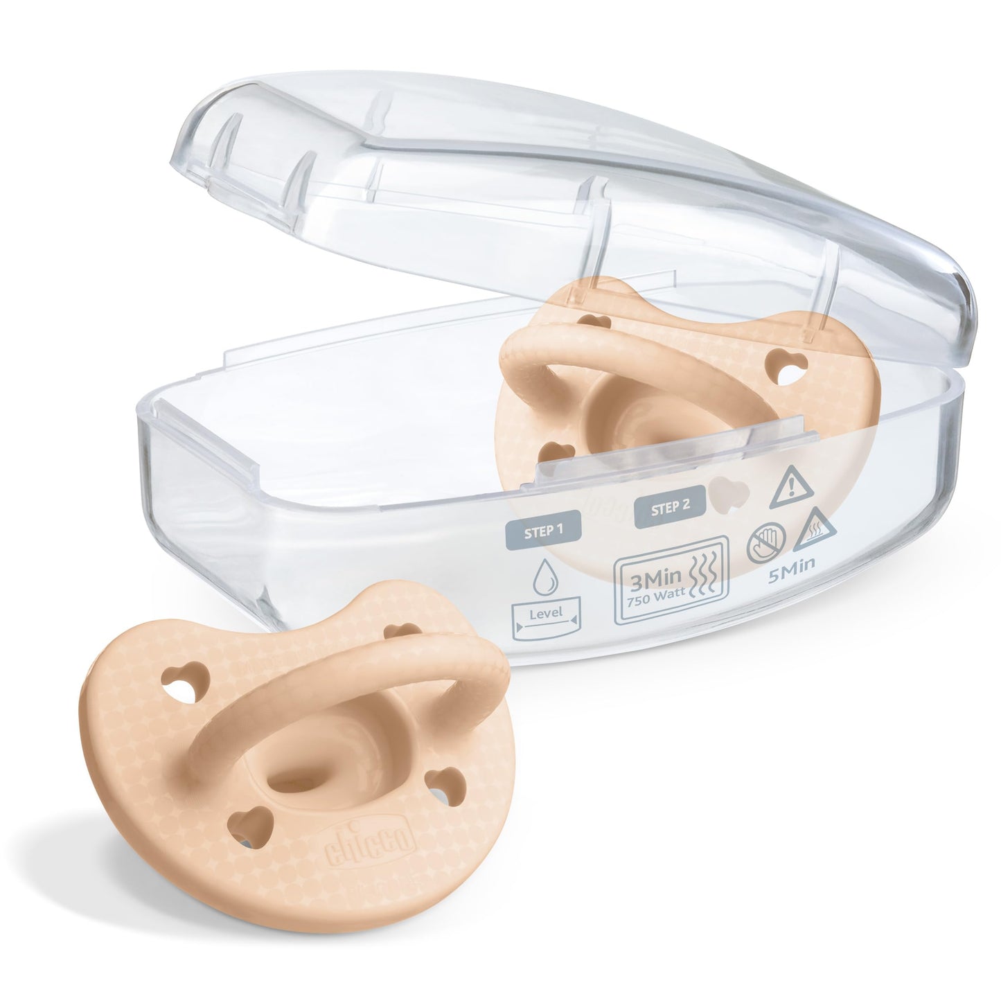 Chicco PhysioForma® - Chupete de silicona de lujo de una pieza para bebés de 0 a 6 m | Escudo texturizado de moda, última intervensión de BPA y látex, funda esterilizante reutilizable, color rubor, 2