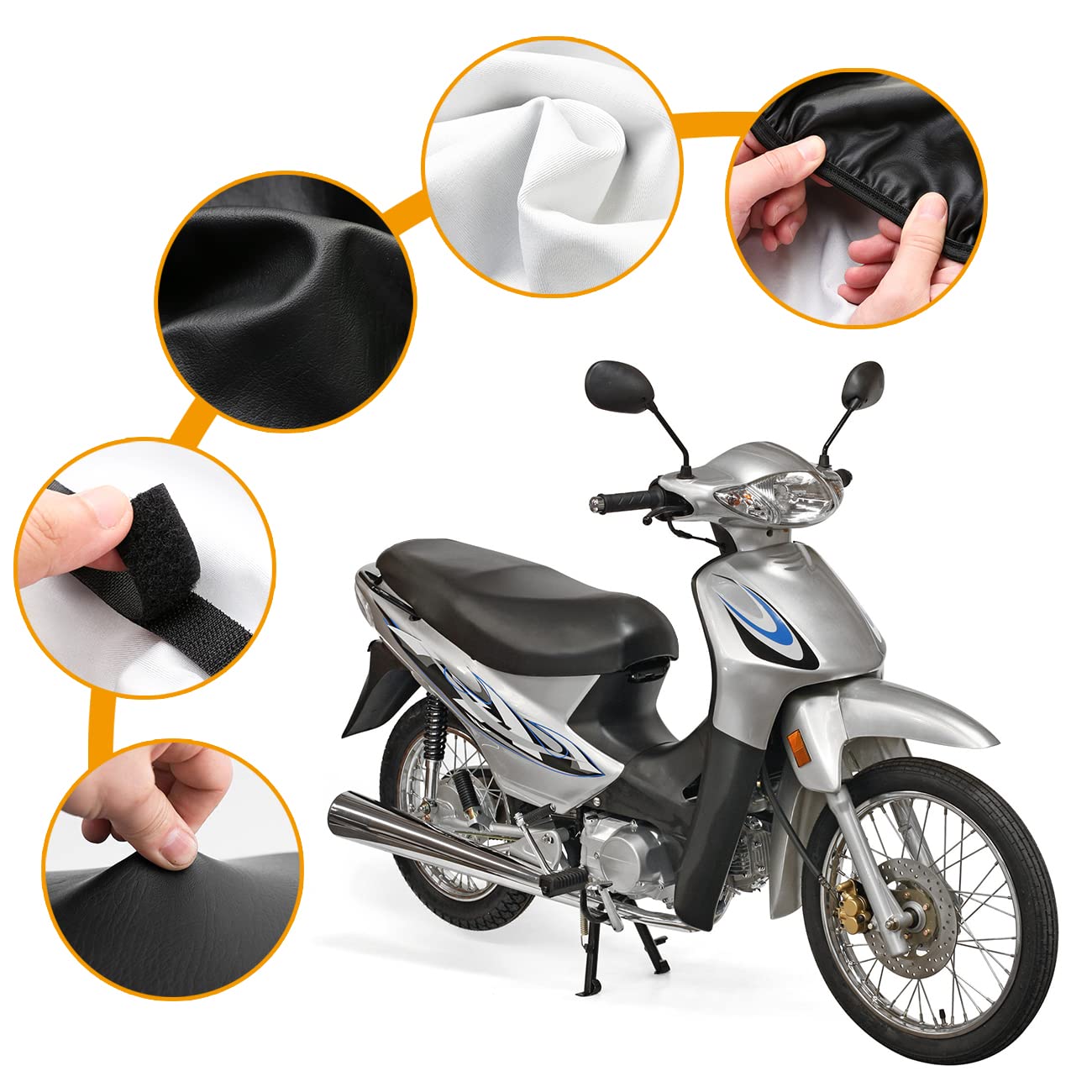 LIHAO Funda Impermeable para Asiento de Motocicleta Almohadilla de Cuero Asiento - Tamaño XL, Negro