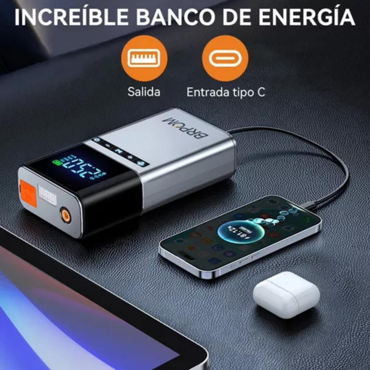 HSZSXJK 4000A 29800mAh Arrancador de Batería de Coche con compresor de Aire 150PSI, 12V Arrancador Portátil de Batería, Pantalla LCD con Luces LED, Estuche de Almacenaje