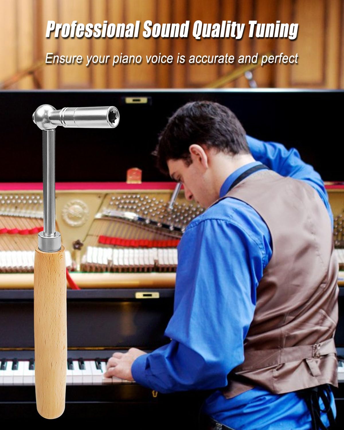 Vaticas - Juego de 10 piezas de afinación de piano profesional para afinar piano, herramientas de silencio, llave de afinación de piano con funda para principiante, afinador profesional