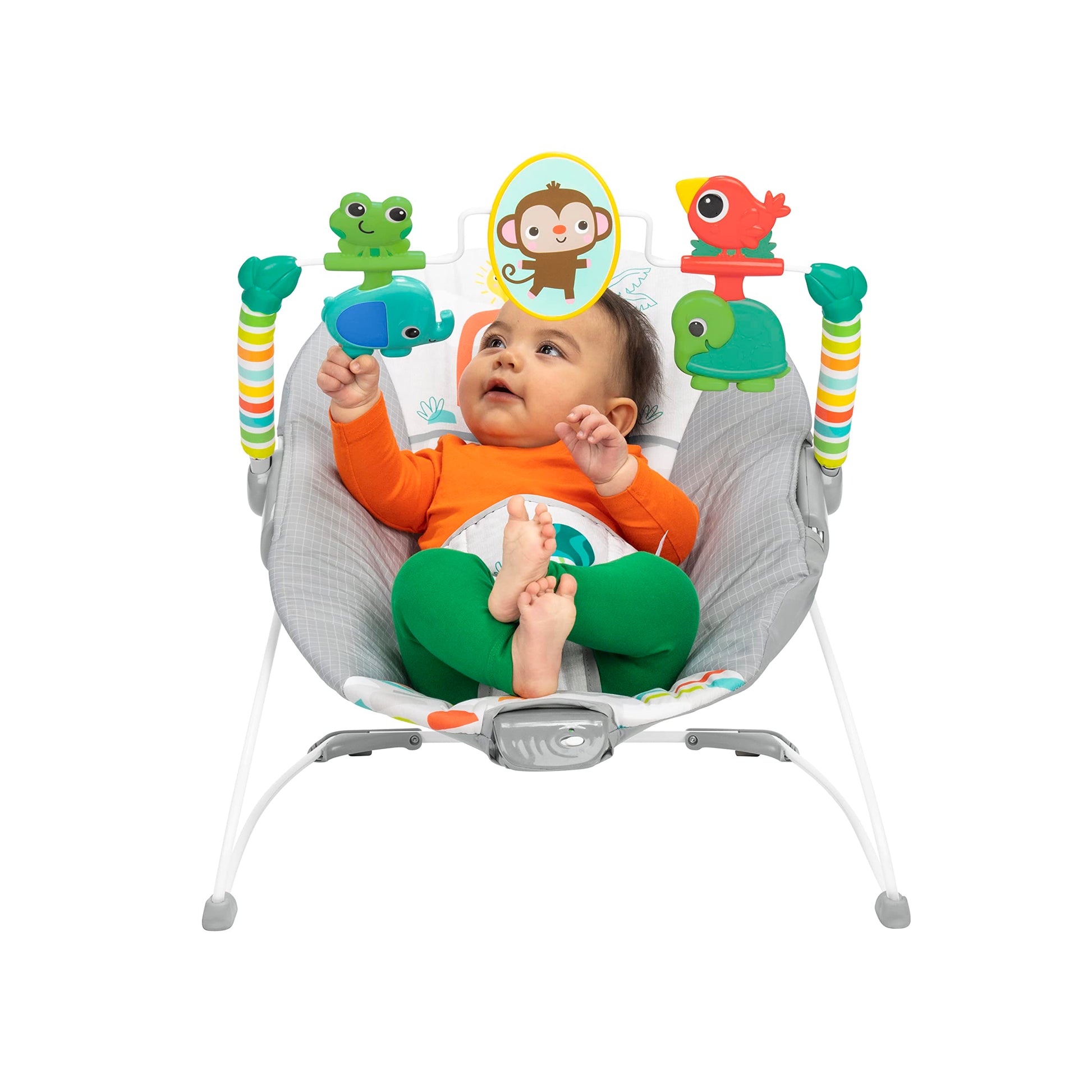 Bright Starts Playful Paradise - Asiento cómodo para bebé con vibración calmante y juguetes, unisex, 0-6 meses