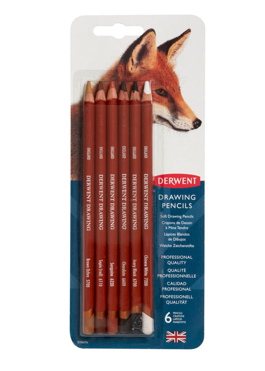 Derwent 0700476 - Lápices de dibujo de colores, núcleo de 5 mm, paquete de 6 unidades
