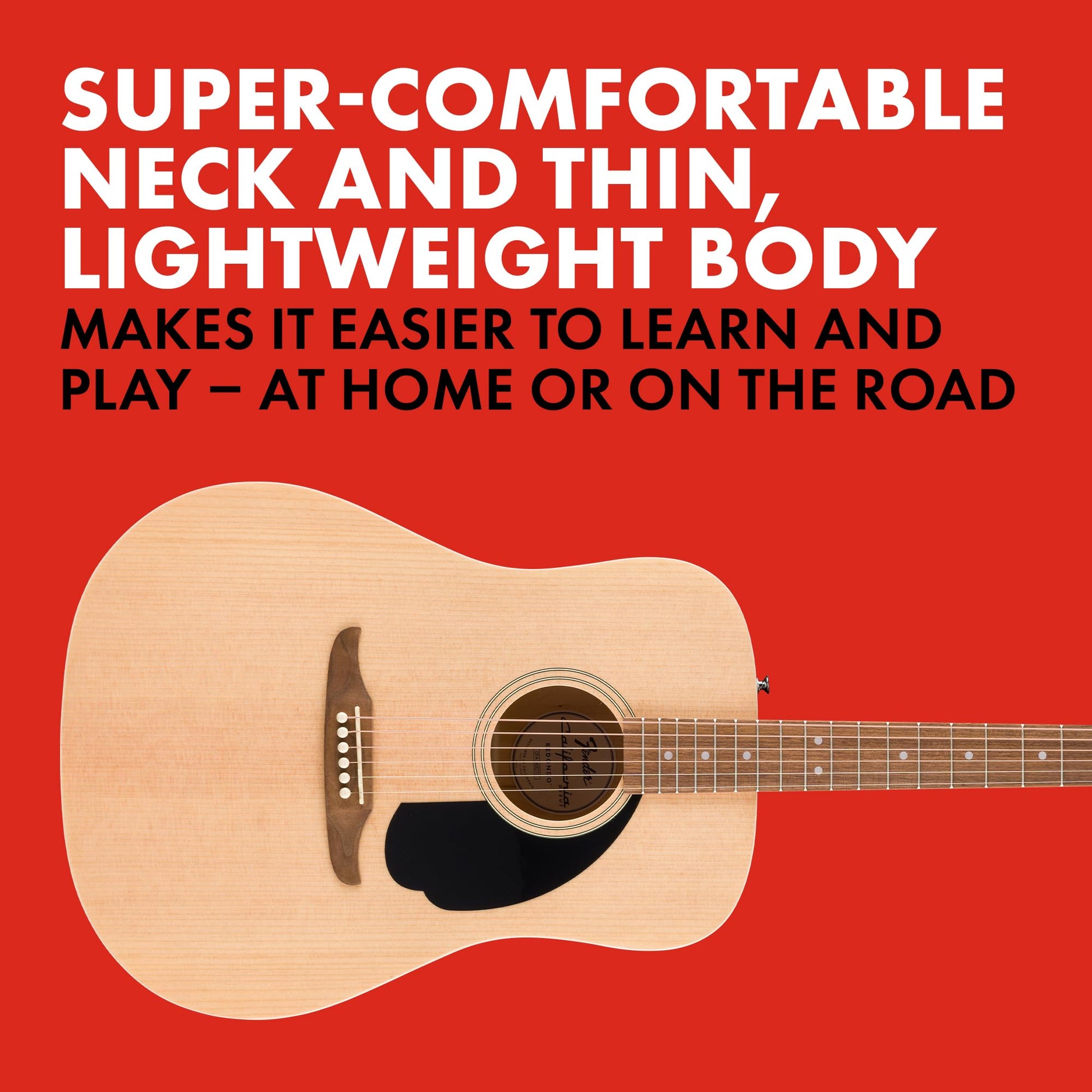 Fender Guitarra Acústica California Debut Redondo™, Spruce Top, Black Pickguard, Natural