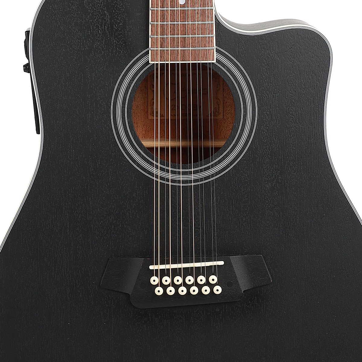 Jidyous Docerola Aguanta cuerdas pares 4/4 Guitarra Electroacústica 12 cuerdas con bridge doctor, con Funda Acolchada, afinadores, Correas,cuerdas, paletas, capó, cable para guitarra, alma