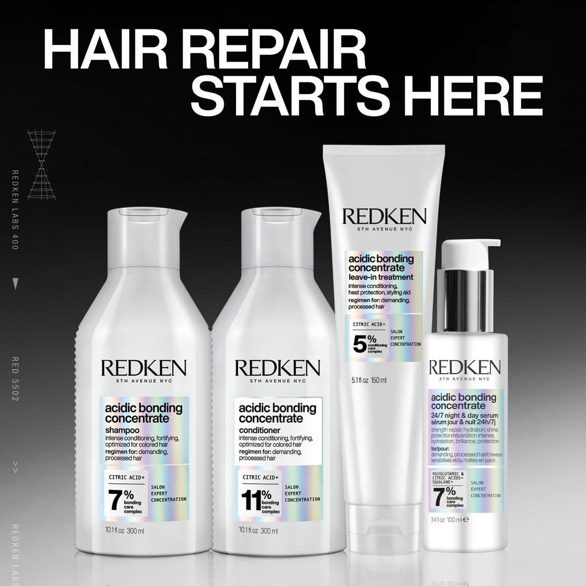 REDKEN- Acondicionador Acidic Bonding Concentrate|Reparador y de anti-quiebre para cabello dañado| Proporciona máxima reparación, acondicionamiento intenso y fuerza|Con ácido cítrico| 300ml