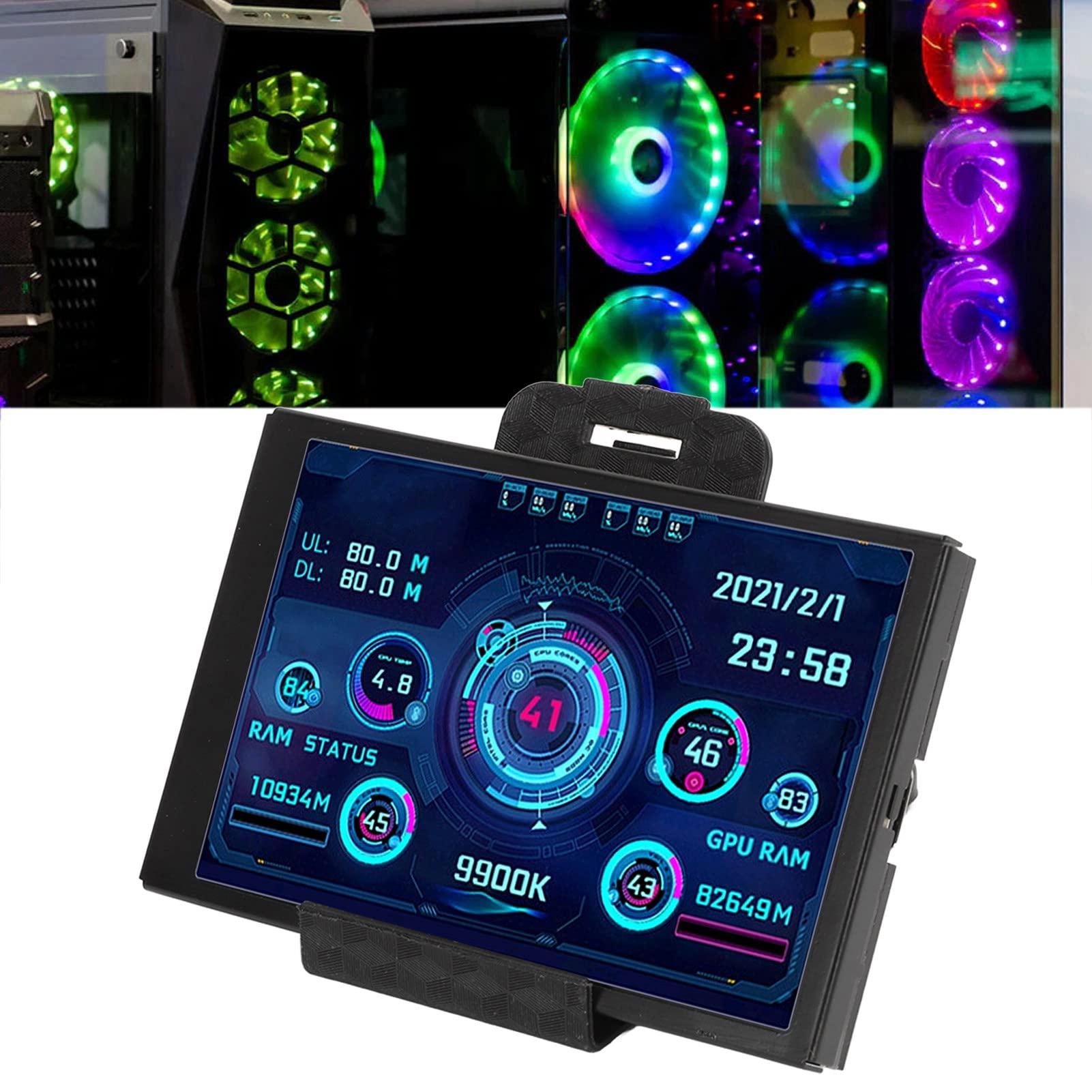 Monitor de Temperatura Yunseity Negro con Mini Pantalla USB AIDA64 para Computadora
