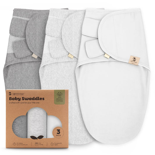Sweety Fox - Paquete de 3 pañales orgánicos para bebés – pañales para recién nacidos, bebés de 0 a 3 meses, bebés, niños, mantas suaves y cómodas para bebés recién nacidos (niebla)