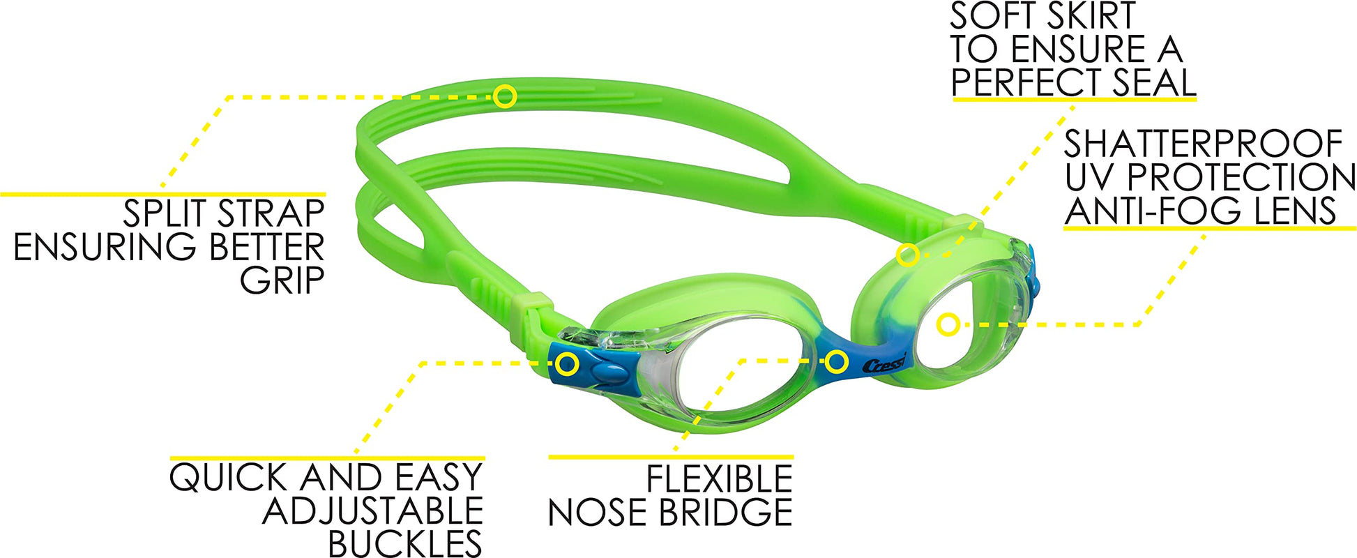Cressi Dolphin 2.0, Lima/Azul, Clear Lens