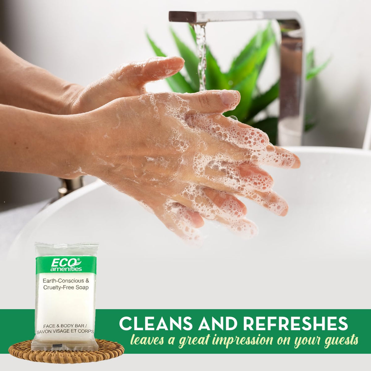 ECO AMENITIES Travel size 0.5oz hotel soap in bulk, White, Green Tea, 400 Count