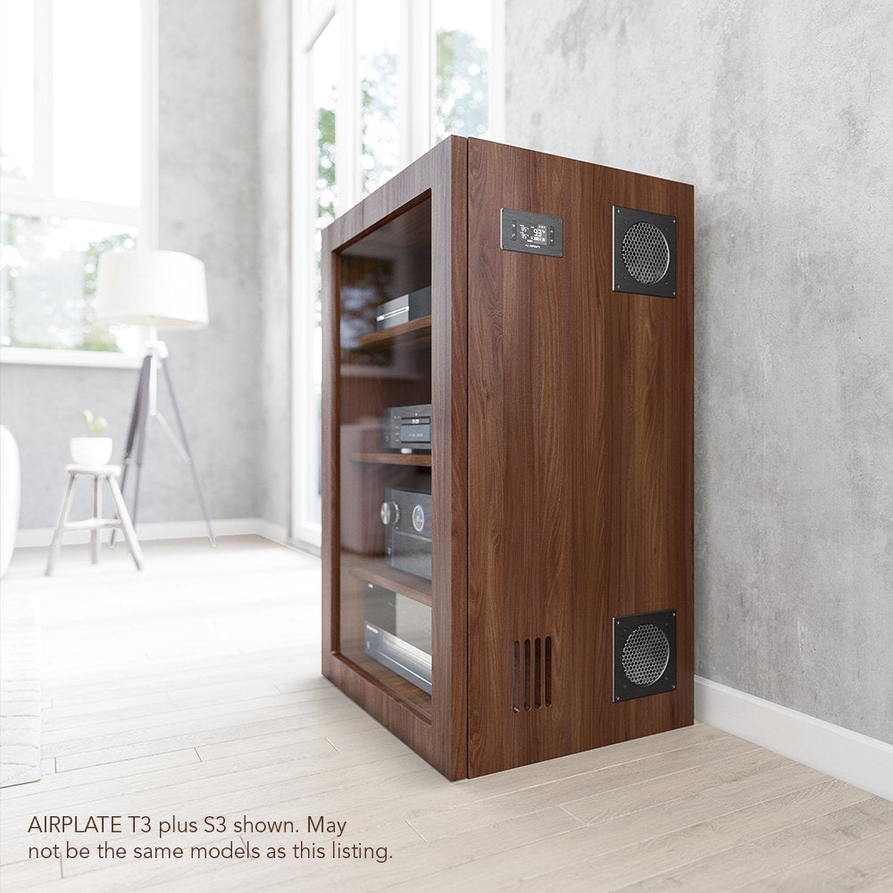 Sistema de Ventilación Silenciosa AC Infinity AIRPLATE T8 Negro con Control de Termostato para Gabinetes AV