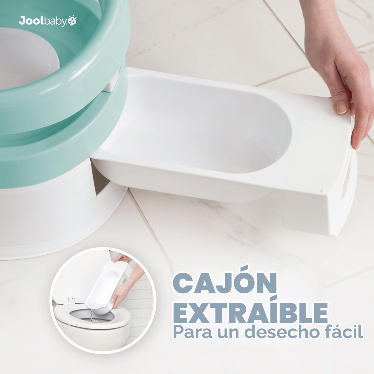 Jool - Silla de baño para bebé para entrenamiento de inodoro, protector contra salpicaduras y soporte de espalda (aguamarina)