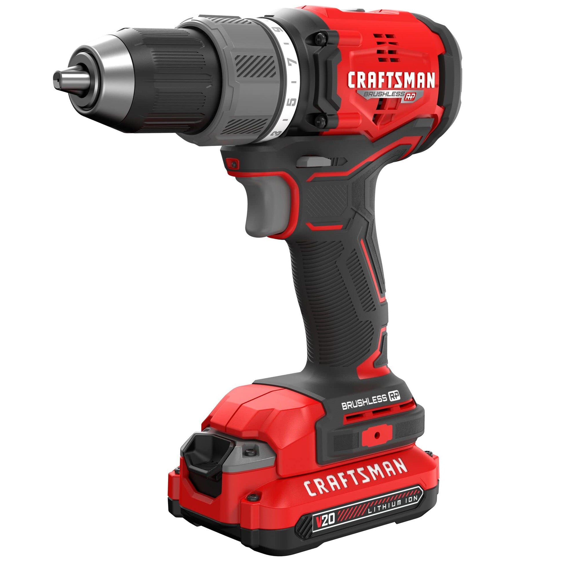 CRAFTSMAN RP+ Kit de taladro/driver inalámbrico, con 2 baterías y cargador, sin escobillas (CMCD713C2)