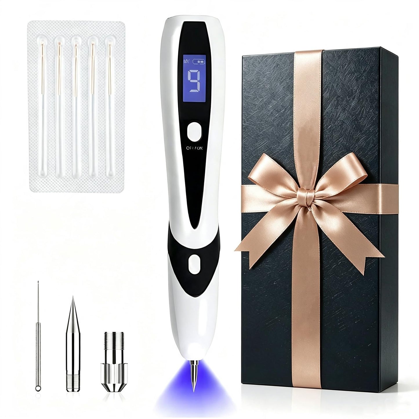 YOYTYW Herramienta de Cuidado Facial con Efecto Plasma, Intensidad Ajustable 9 Niveles, Recargable, Luz Azul (Blanco)